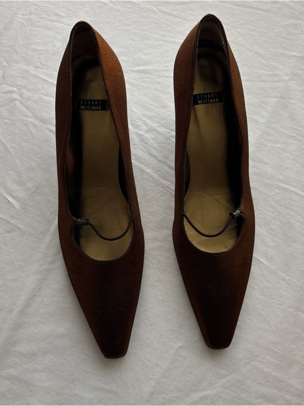 Stuart Weitzman Bronze Metallic Pointed-Toe Pumps